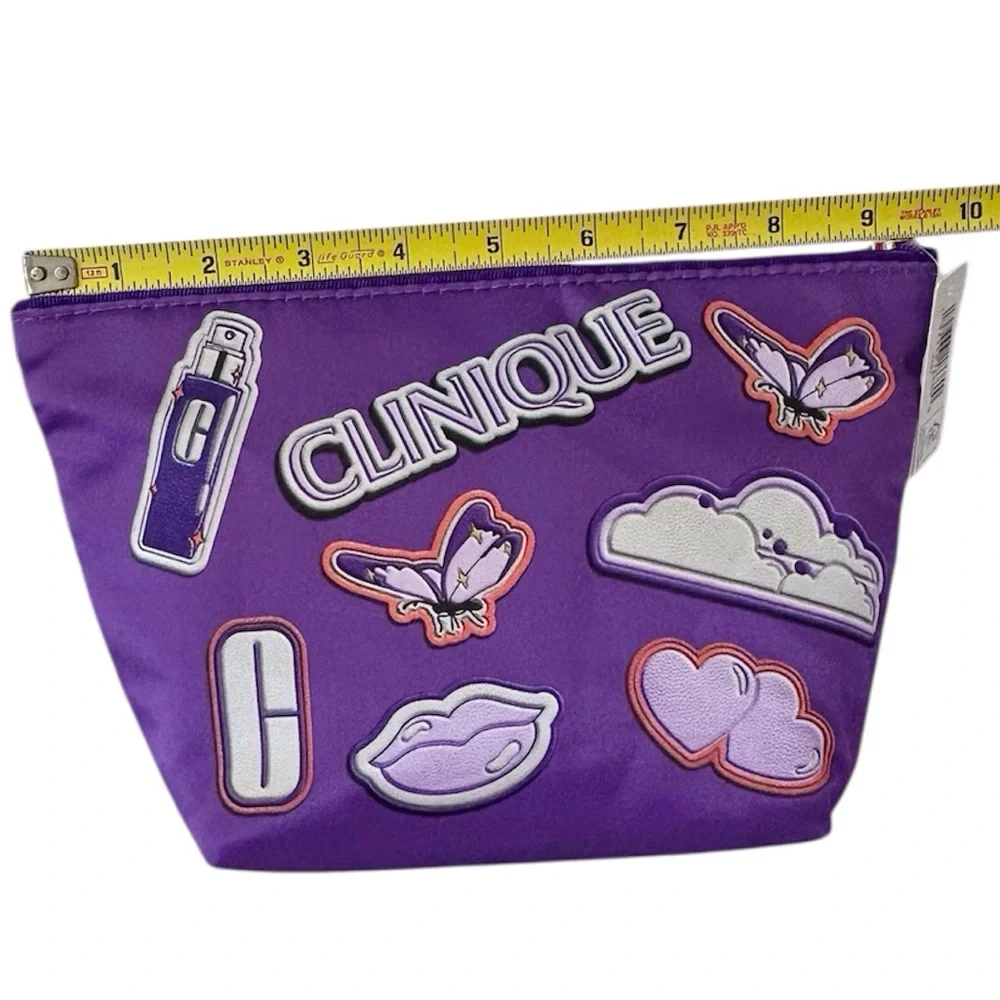 Clinique Purple & White Playful Graphic Cosmetics Bag